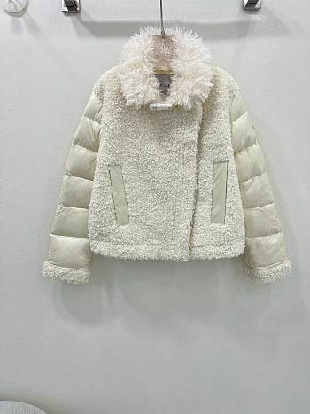 Fortok Moncler 24 Wool Motorcycle Down Jacket White
