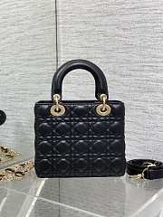Fortok Dior Lady Bag Black With Gold-plated Metal Chain Strap And Brown O-shaped Design - 2