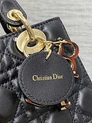 Fortok Dior Lady Bag Black With Gold-plated Metal Chain Strap And Brown O-shaped Design - 4