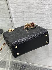 Fortok Dior Lady Bag Black With Gold-plated Metal Chain Strap And Brown O-shaped Design - 6