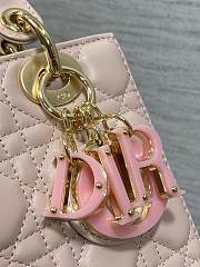Fortok Dior Lady Bag Pink With Gold-plated Metal Chain Strap And Brown O-shaped Design - 6