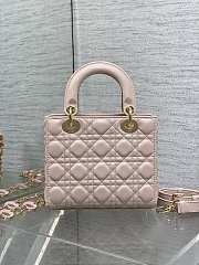 Fortok Dior Lady Bag Pink With Gold-plated Metal Chain Strap And Brown O-shaped Design - 4