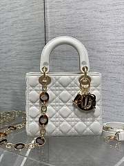 Fortok Dior Lady Bag White With Gold-plated Metal Chain Strap And Brown O-shaped Design - 1