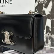 Fortok Celine Triomphe Shoulder Bag in Black Silver Buckle 20.5x11.5x4cm - 3