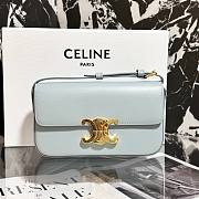 Fortok Celine Triomphe Shoulder Bag in Light Blue Gold Buckle 20.5x11.5x4cm - 1