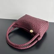 Fortok Bottega Veneta Tosca Intreccio Leather Shoulder Bag Burgundy 27x18x8cm  - 4