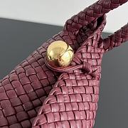 Fortok Bottega Veneta Tosca Intreccio Leather Shoulder Bag Burgundy 27x18x8cm  - 3