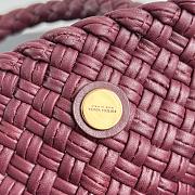 Fortok Bottega Veneta Tosca Intreccio Leather Shoulder Bag Burgundy 27x18x8cm  - 2