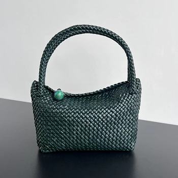 Fortok Bottega Veneta Tosca Intreccio Leather Shoulder Bag Green 27x18x8cm