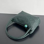 Fortok Bottega Veneta Tosca Intreccio Leather Shoulder Bag Green 27x18x8cm - 6