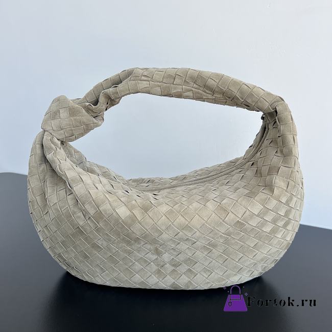 Fortok Bottega Veneta Taupe Suede Intrecciato Teen Jodie 48x40x16cm - 1