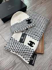 Fortok Chanel Hat + Scarf Set White & Black - 1