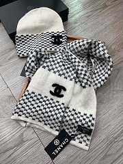 Fortok Chanel Hat + Scarf Set White & Black - 6