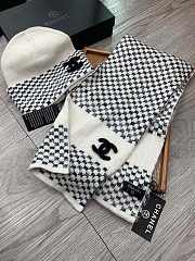 Fortok Chanel Hat + Scarf Set White & Black - 5