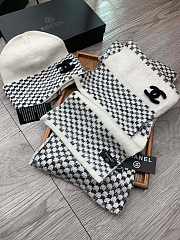 Fortok Chanel Hat + Scarf Set White & Black - 4