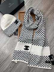 Fortok Chanel Hat + Scarf Set White & Black - 2