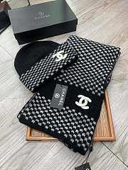 Fortok Chanel Hat + Scarf Set Black & White - 1