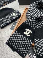 Fortok Chanel Hat + Scarf Set Black & White - 4