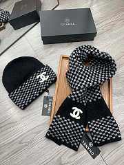 Fortok Chanel Hat + Scarf Set Black & White - 5