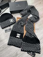 Fortok Chanel Hat + Scarf Set Black & White - 6