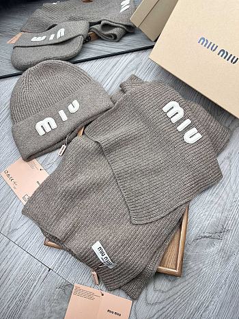 Fortok Miu Miu Hat + Scarf Set Brown
