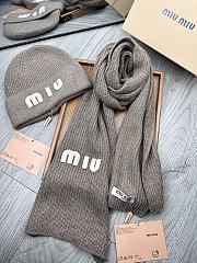 Fortok Miu Miu Hat + Scarf Set Brown - 5