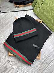 Fortok Gucci Hat + Scarf Set Black - 1