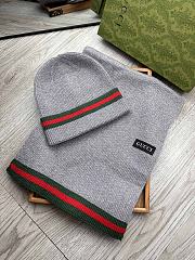 Fortok Gucci Hat + Scarf Set Grey - 1