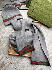 Fortok Gucci Hat + Scarf Set Grey - 5