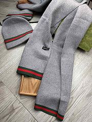 Fortok Gucci Hat + Scarf Set Grey - 4