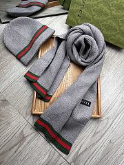 Fortok Gucci Hat + Scarf Set Grey - 3
