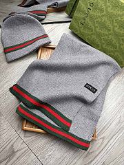 Fortok Gucci Hat + Scarf Set Grey - 2