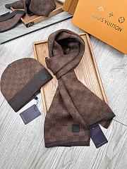 Fortok Louis Vuitton Damier Hat + Scarf Set Brown - 4