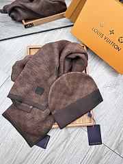 Fortok Louis Vuitton Damier Hat + Scarf Set Brown - 3