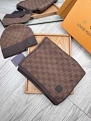 Fortok Louis Vuitton Damier Hat + Scarf Set Brown - 2