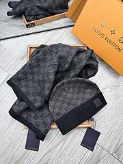 Fortok Louis Vuitton Damier Hat + Scarf Set Dark Grey  - 6
