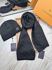 Fortok Louis Vuitton Damier Hat + Scarf Set Black - 6