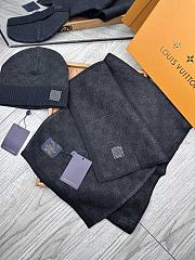 Fortok Louis Vuitton Damier Hat + Scarf Set Black - 4