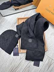 Fortok Louis Vuitton Damier Hat + Scarf Set Black - 3