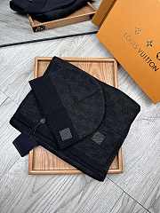 Fortok Louis Vuitton Damier Hat + Scarf Set Black - 2
