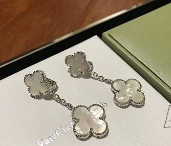 Fortok Van Cleef&Arpels Double Four-leaf Clover Earrings Gold/Gold Rose/Silver