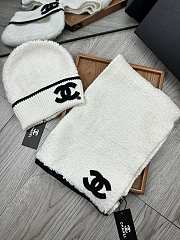 Fortok Chanel Logo  Hat + Scarf Set White - 1