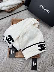Fortok Chanel Logo  Hat + Scarf Set White - 6