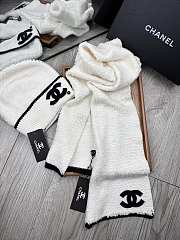 Fortok Chanel Logo  Hat + Scarf Set White - 5