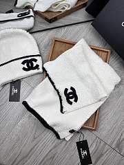 Fortok Chanel Logo  Hat + Scarf Set White - 3