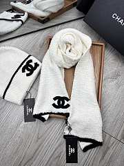 Fortok Chanel Logo  Hat + Scarf Set White - 2