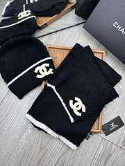 Fortok Chanel Logo Hat + Scarf Set Black - 1