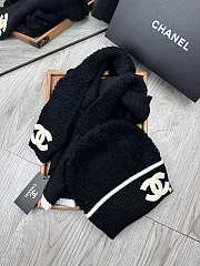 Fortok Chanel Logo Hat + Scarf Set Black - 5