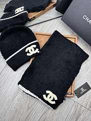 Fortok Chanel Logo Hat + Scarf Set Black - 4
