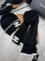 Fortok Chanel Logo Hat + Scarf Set Black - 3